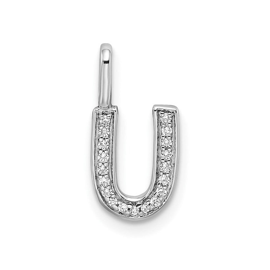 14K White Gold Initial -U- Pendant Charm with Accent Diamonds (NO CHAIN) Image 1