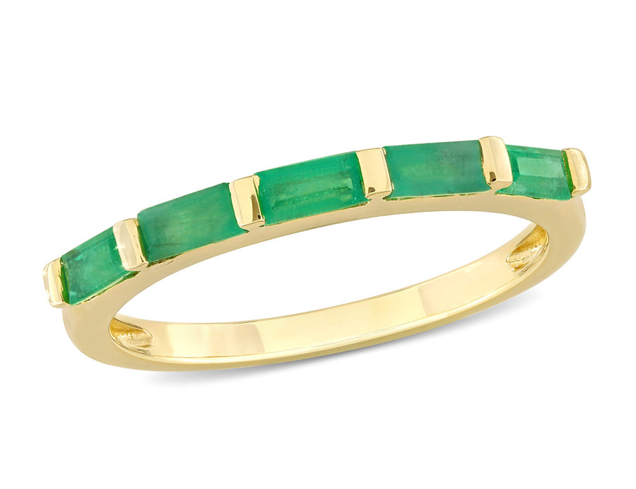 3/5 Carat (ctw) Baguette Emerald Band Ring in 10K Yellow Gold Image 1