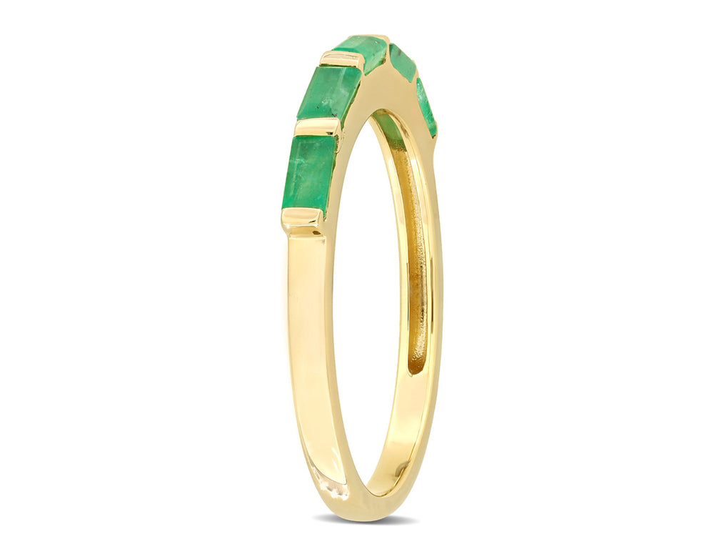 3/5 Carat (ctw) Baguette Emerald Band Ring in 10K Yellow Gold Image 2