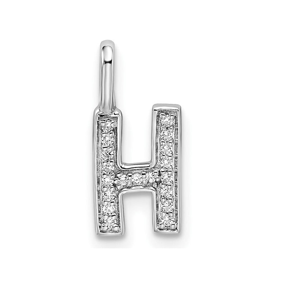 14K White Gold Initial -H- Pendant Charm with Accent Diamonds (NO CHAIN) Image 1
