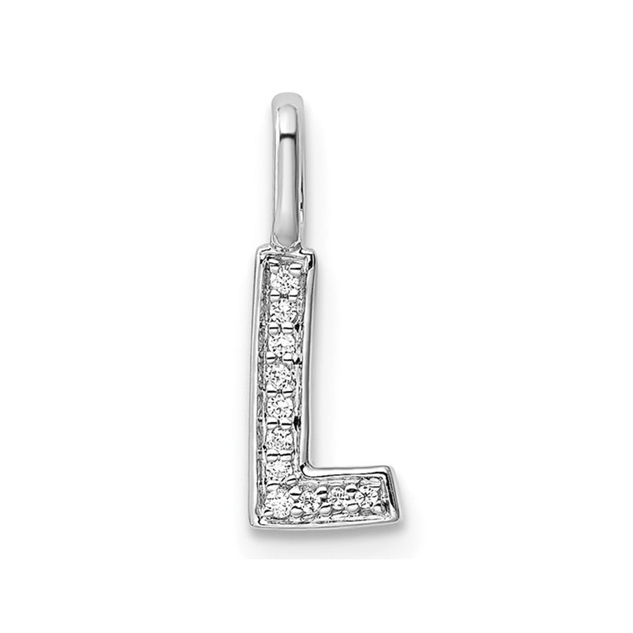 14K White Gold Initial -L- Pendant Charm with Accent Diamonds (NO CHAIN) Image 1