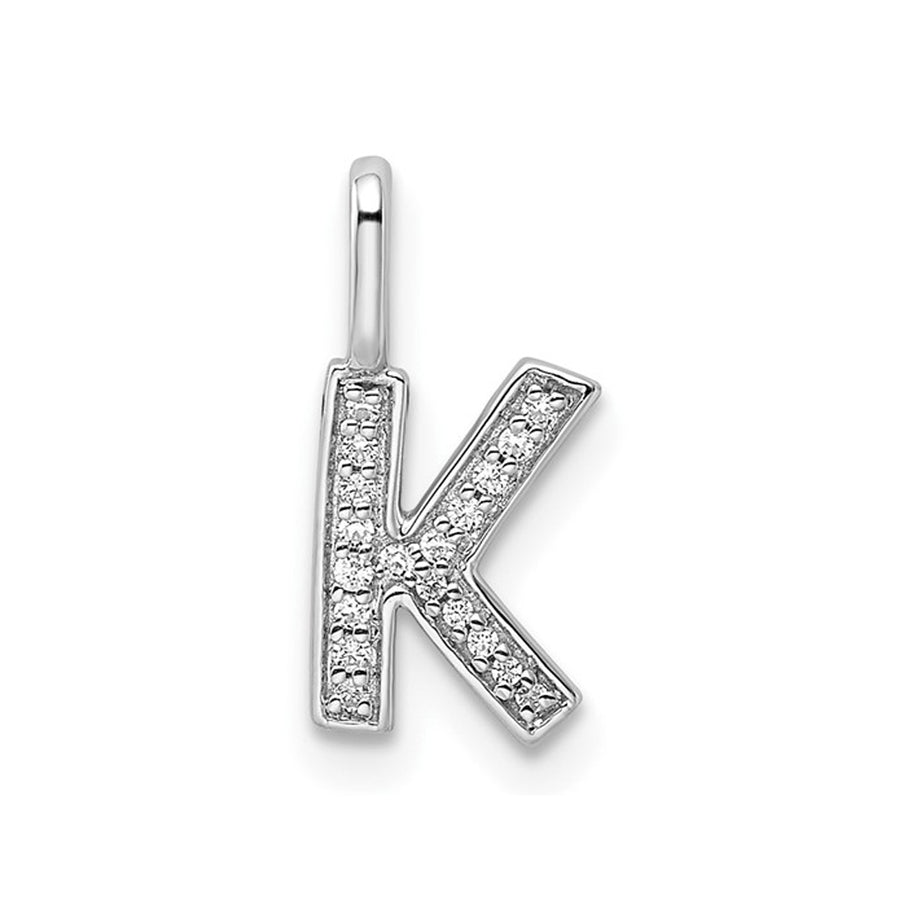 14K White Gold Initial -K- Pendant Charm with Accent Diamonds (NO CHAIN) Image 1