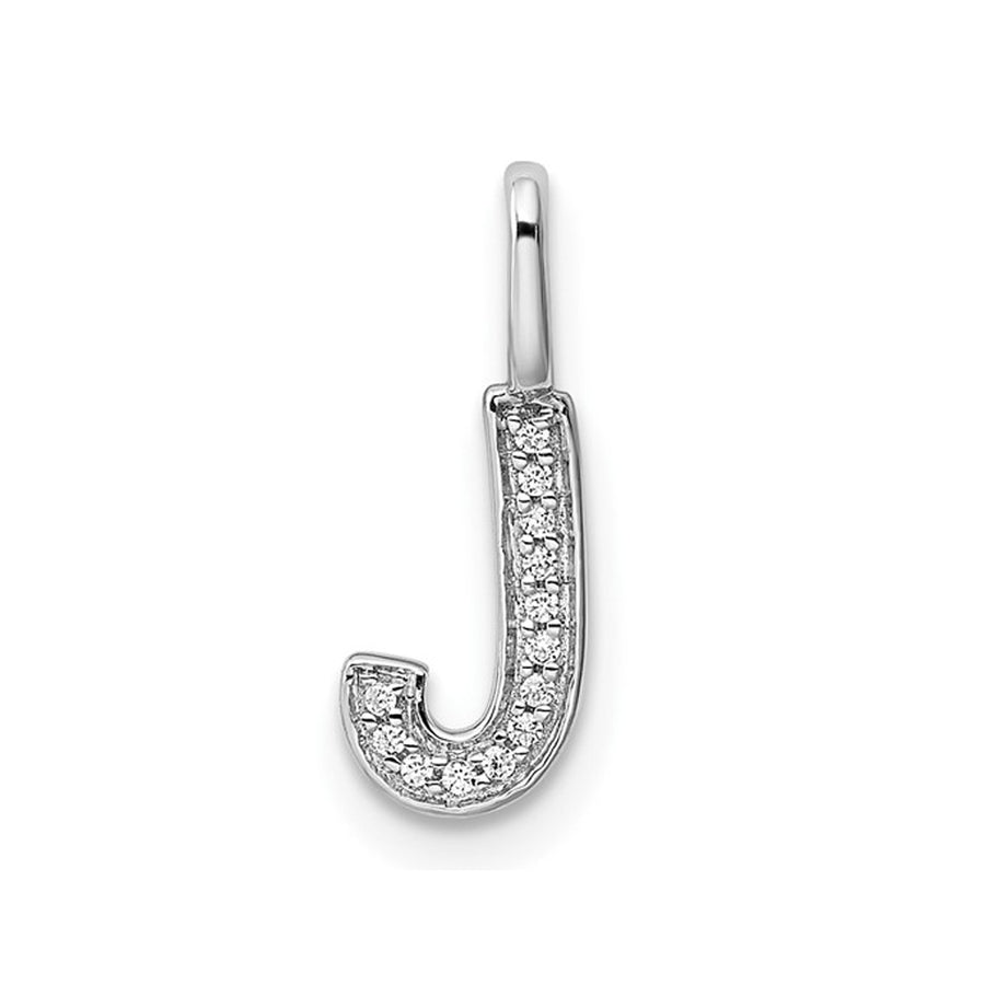 14K White Gold Initial -J- Pendant Charm with Accent Diamonds (NO CHAIN) Image 1