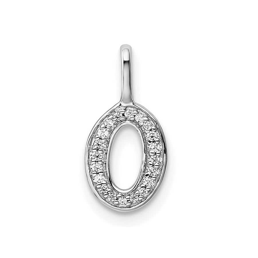 14K White Gold Initial -O- Pendant Charm with Accent Diamonds (NO CHAIN) Image 1