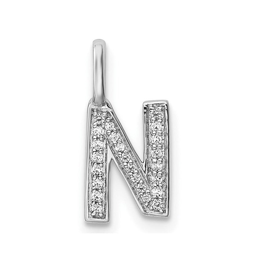 14K White Gold Initial -N- Pendant Charm with Accent Diamonds (NO CHAIN) Image 1