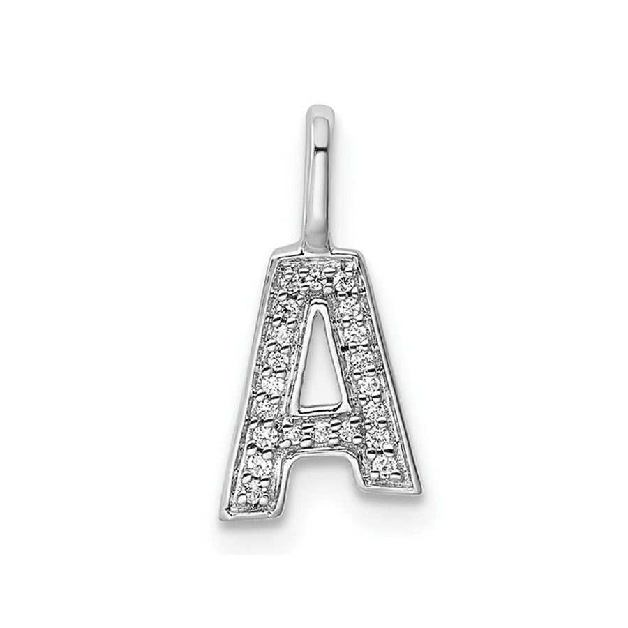 14K White Gold Initial -A- Pendant Charm with Accent Diamonds (NO CHAIN) Image 1