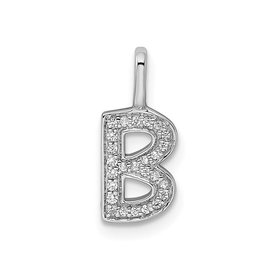 14K White Gold Initial -B- Pendant Charm with Accent Diamonds (NO CHAIN) Image 1