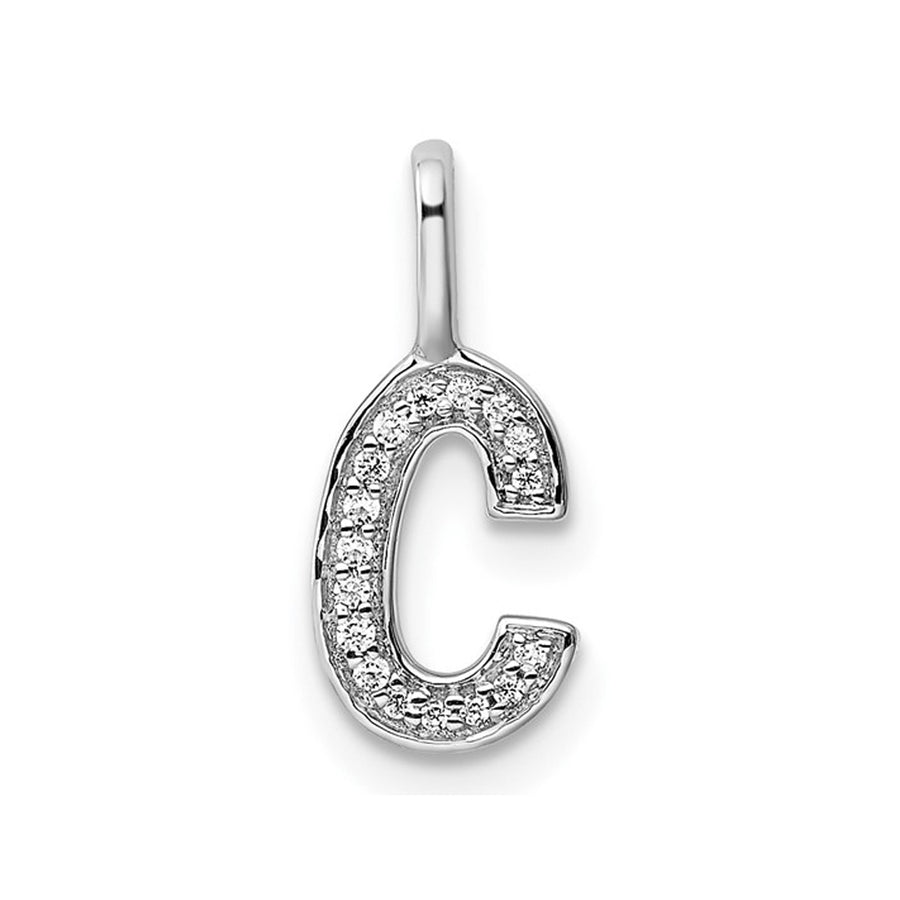14K White Gold Initial -C- Pendant Charm with Accent Diamonds (NO CHAIN) Image 1