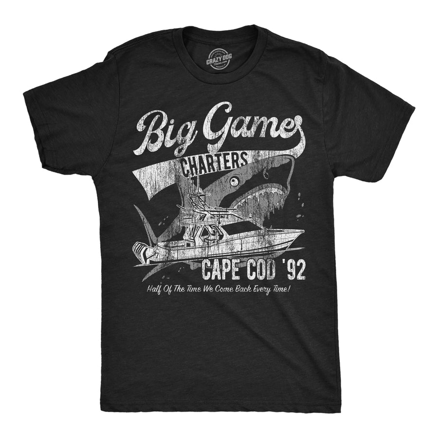 Mens Funny T Shirts Big Game Charters Sarcastic Fishing Graphic Tee For Men Image 1