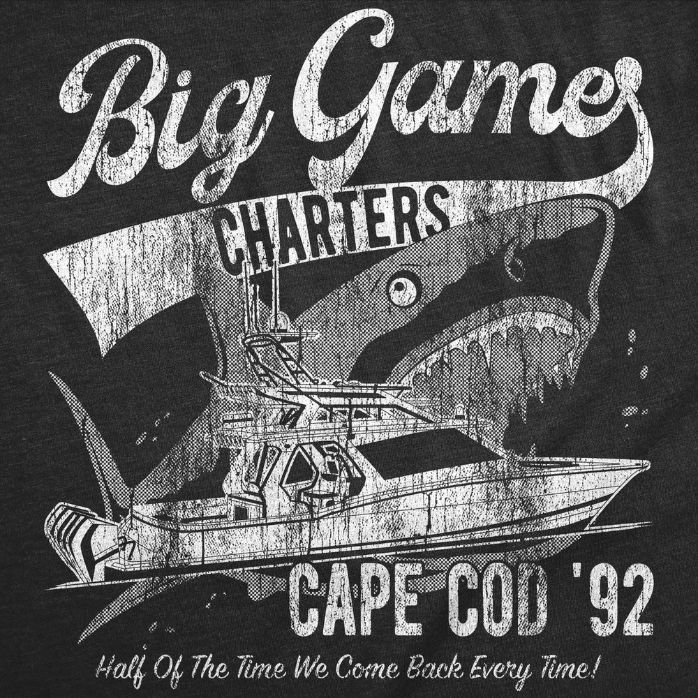 Mens Funny T Shirts Big Game Charters Sarcastic Fishing Graphic Tee For Men Image 2