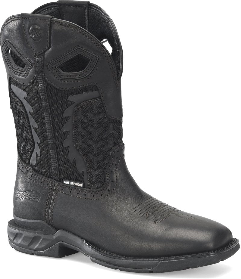Double-H Boots Mens 11 Shadow Phantom Rider Wide Square Soft Toe Waterproof Roper Black - DH5381 BLACK Image 1