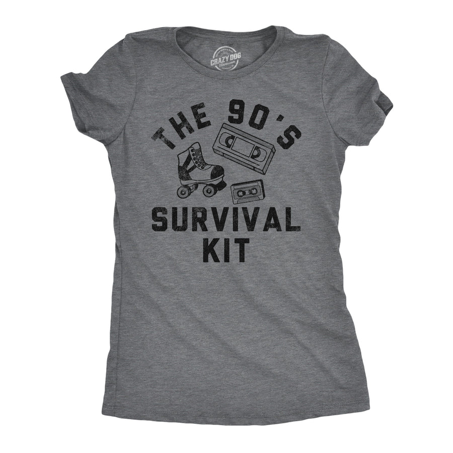 Womens Funny T Shirts The 90s Survival Kit Sarcastic Retro Graphic Tee For Ladies Image 1