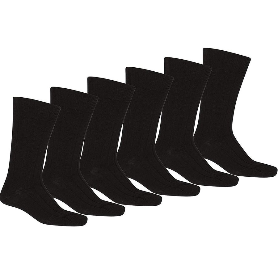12 Pack of Daily Basic Men Black Solid Plain Dress Socks Image 1