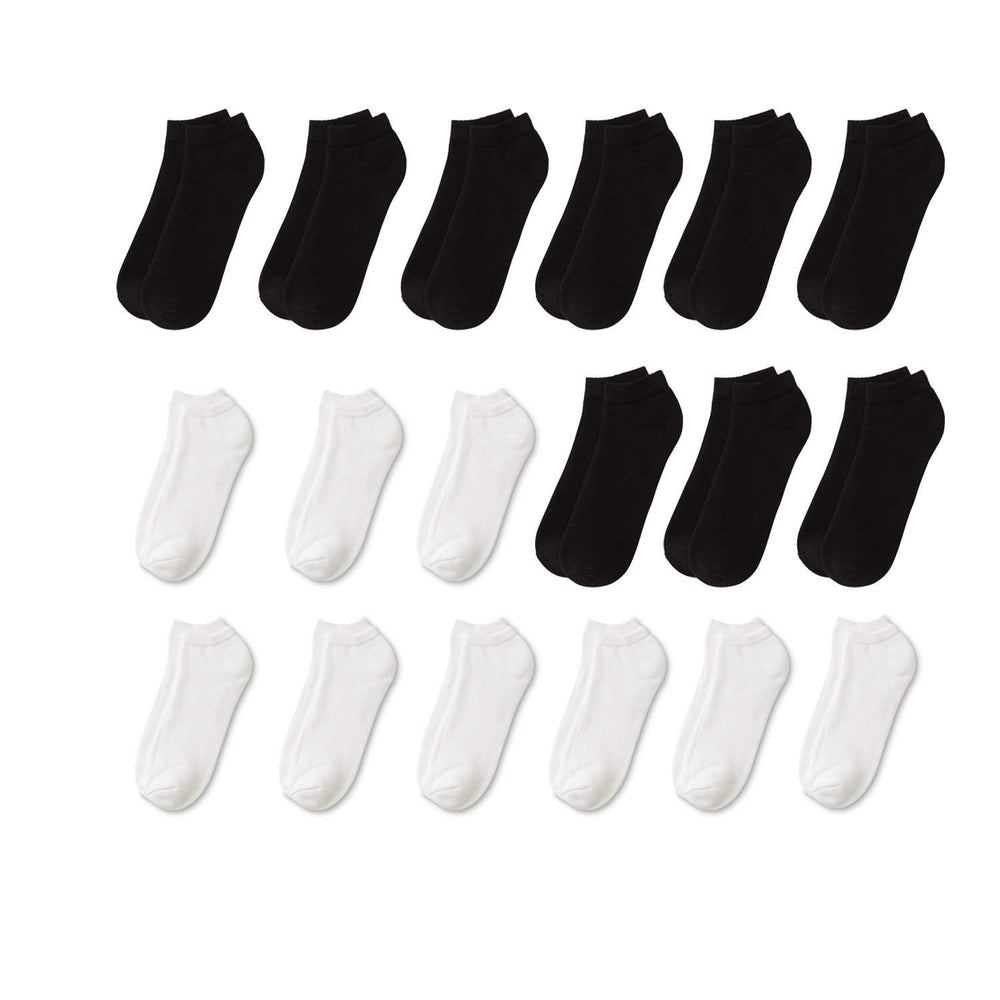 18 Pairs Men Low Cut Socks 9-11 or 6-8 Black or White or Mixed Image 2