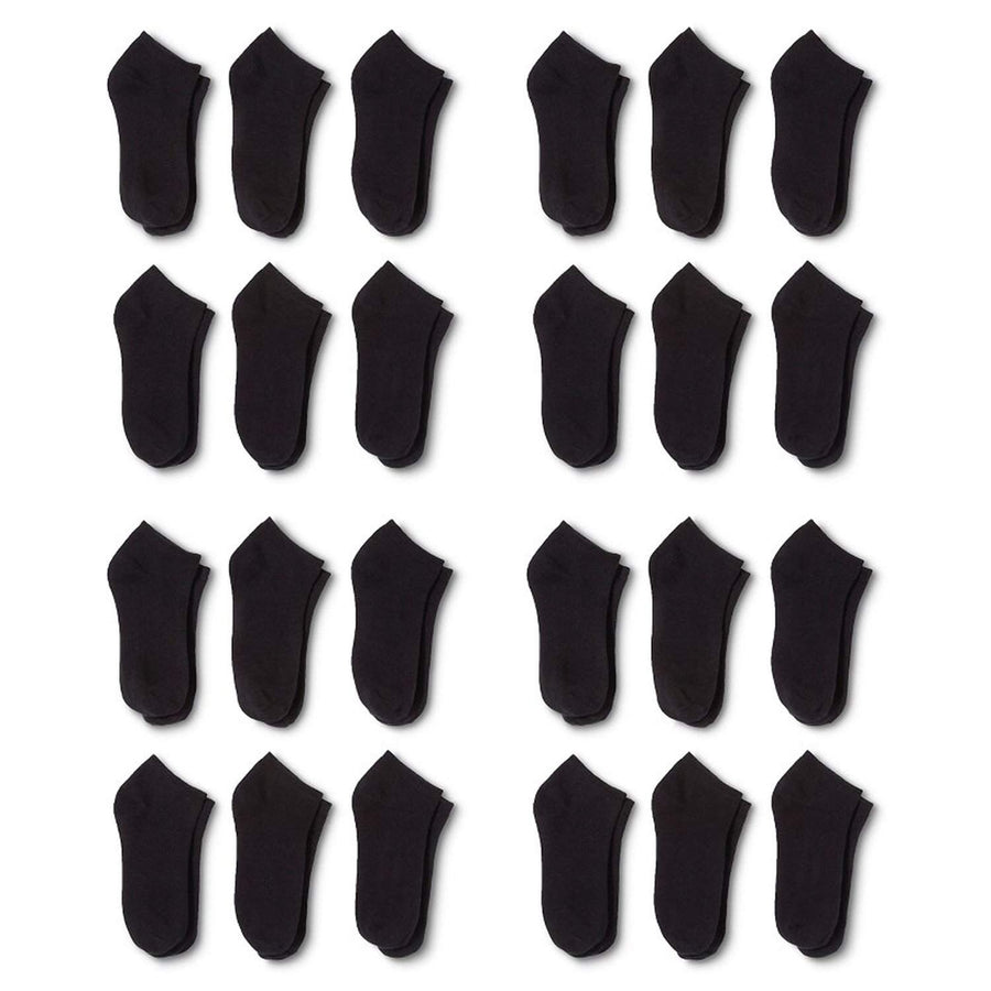 24 Pairs Men Low Cut Socks 9-11 or 6-8 Black or White or Mixed Image 1