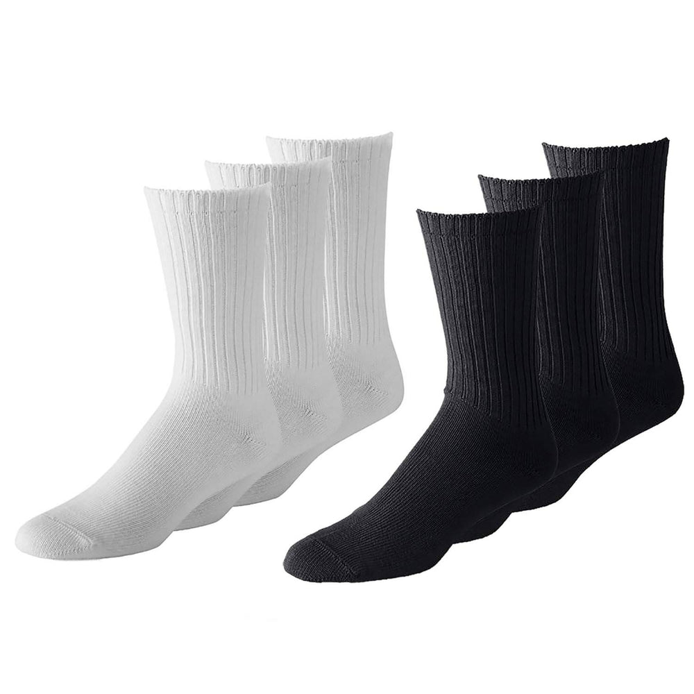 Women Crew Socks Shoe Size 6 to 8 in Black and White - Bulk Wholesale Packs Image 2