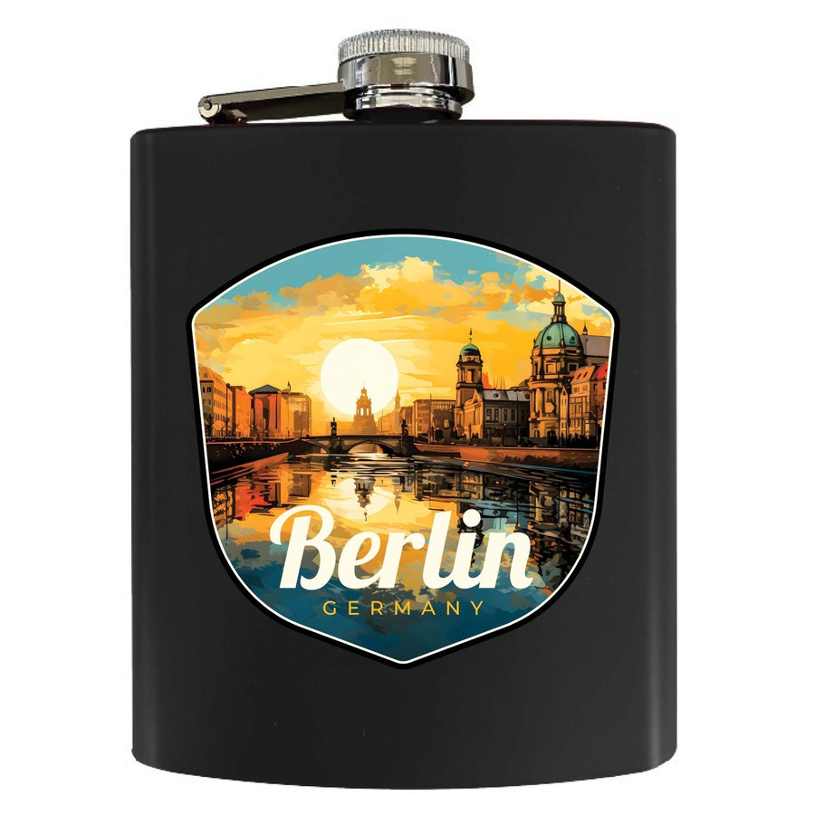 Berlin Germany Design C Souvenir 7 oz Steel Flask Matte Finish Image 1