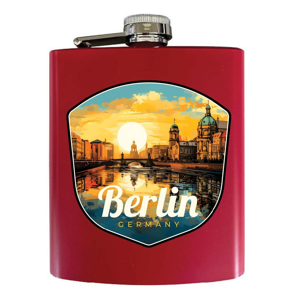 Berlin Germany Design C Souvenir 7 oz Steel Flask Matte Finish Image 2