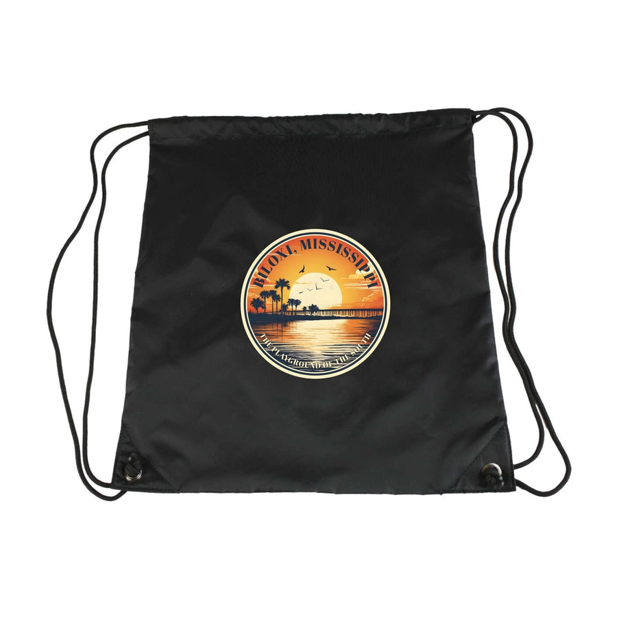 Biloxi Mississippi Design A Souvenir Cinch Bag with Drawstring Backpack Image 1
