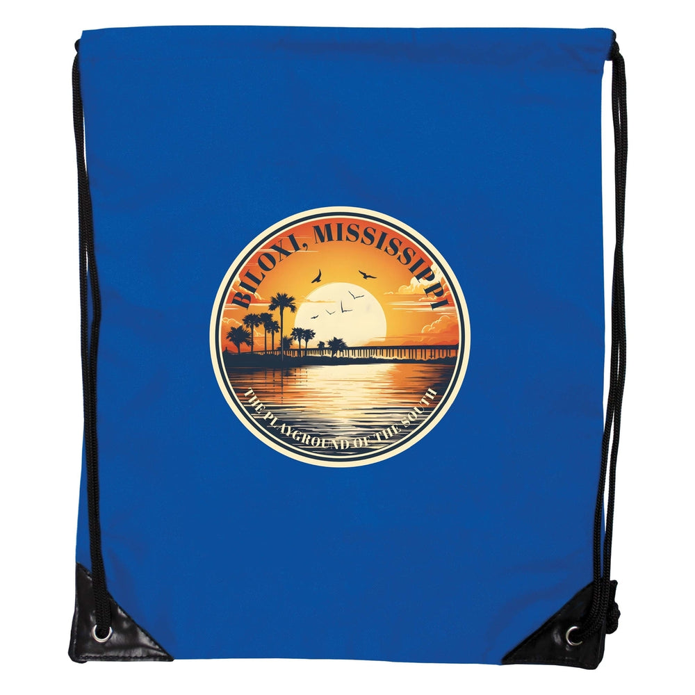 Biloxi Mississippi Design A Souvenir Cinch Bag with Drawstring Backpack Image 2