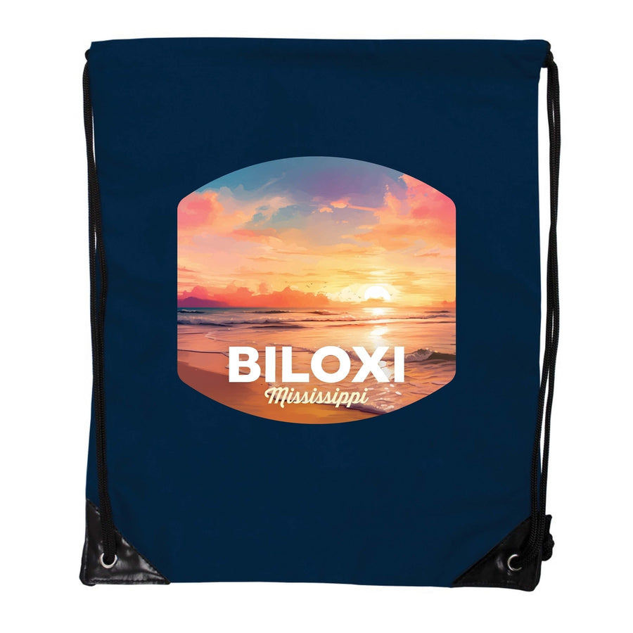 Biloxi Mississippi Design B Souvenir Cinch Bag with Drawstring Backpack Image 1