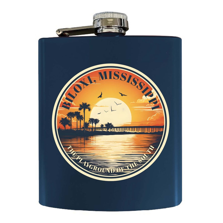 Biloxi Mississippi Design A Souvenir 7 oz Steel Flask Matte Finish Image 1