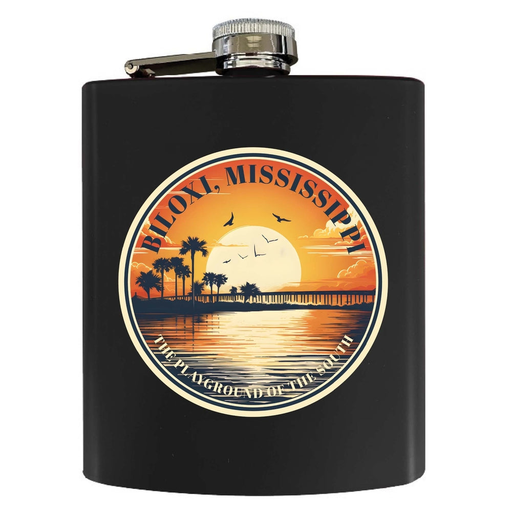 Biloxi Mississippi Design A Souvenir 7 oz Steel Flask Matte Finish Image 2