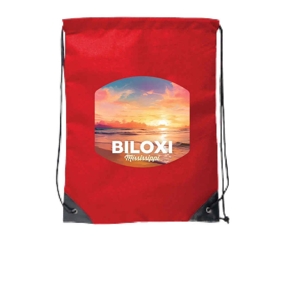 Biloxi Mississippi Design B Souvenir Cinch Bag with Drawstring Backpack Image 2