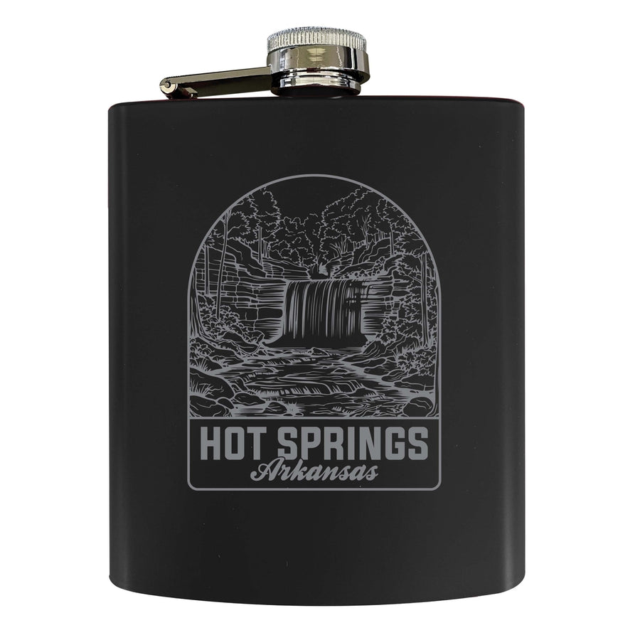 Hot Springs Arkansas Souvenir 7 oz Engraved Steel Flask Matte Finish Image 1
