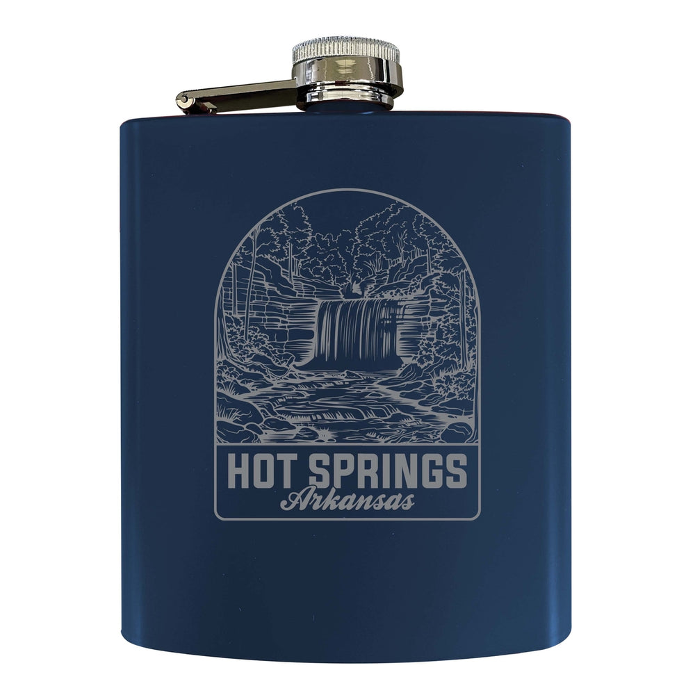 Hot Springs Arkansas Souvenir 7 oz Engraved Steel Flask Matte Finish Image 2