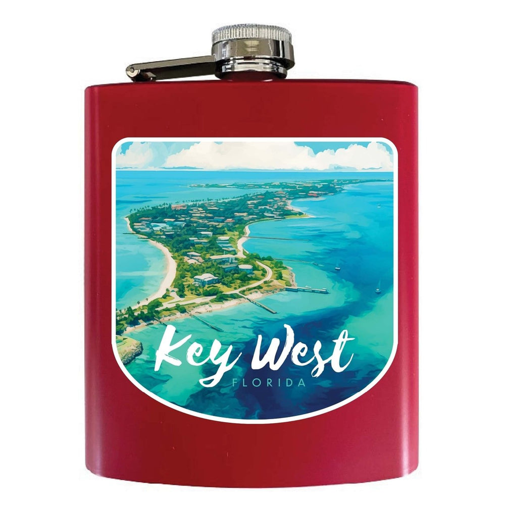 Key West Florida Design A Souvenir 7 oz Steel Flask Matte Finish Image 2