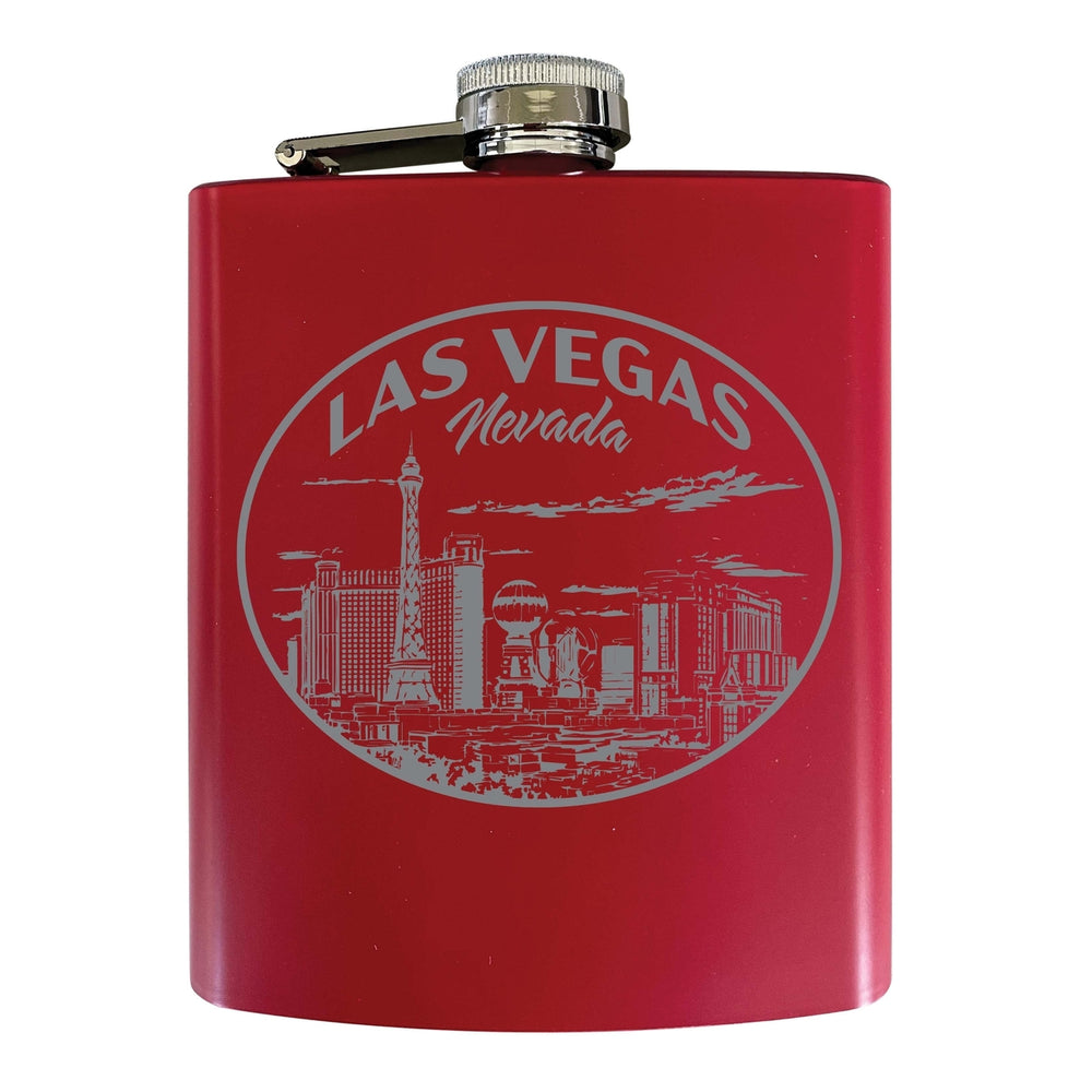 Las Vegas Nevada Souvenir 7 oz Engraved Steel Flask Matte Finish Image 2