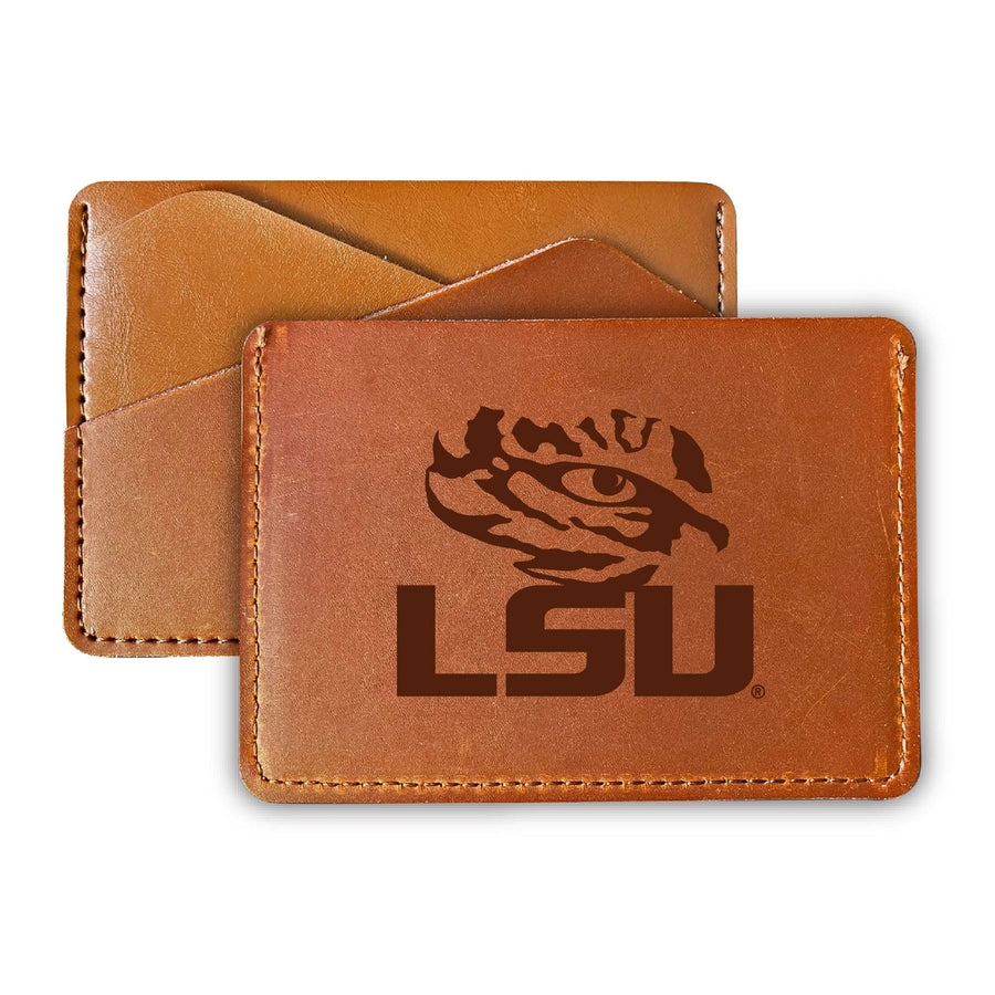 LSU Tigers Leather Card Holder Wallet Officially Licensed Collegiate Product Image 1