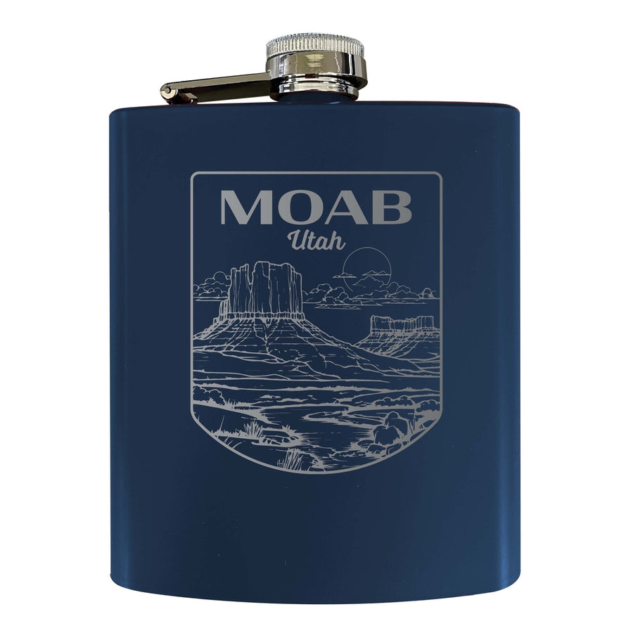 Moab Utah Souvenir 7 oz Engraved Steel Flask Matte Finish Image 1