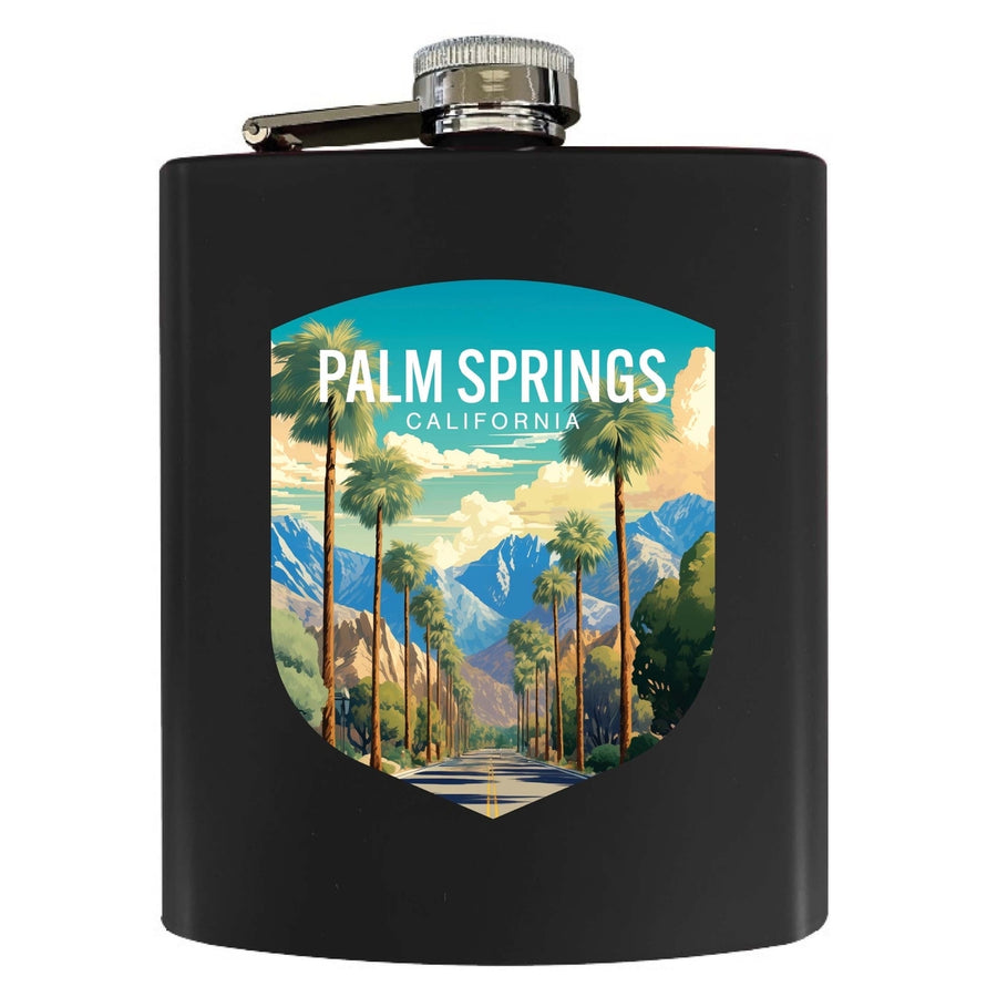 Palm Springs California Design A Souvenir 7 oz Steel Flask Matte Finish Image 1