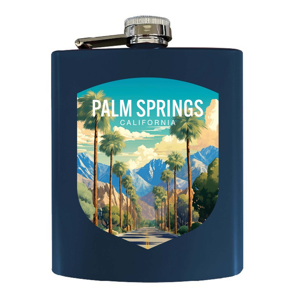 Palm Springs California Design A Souvenir 7 oz Steel Flask Matte Finish Image 2