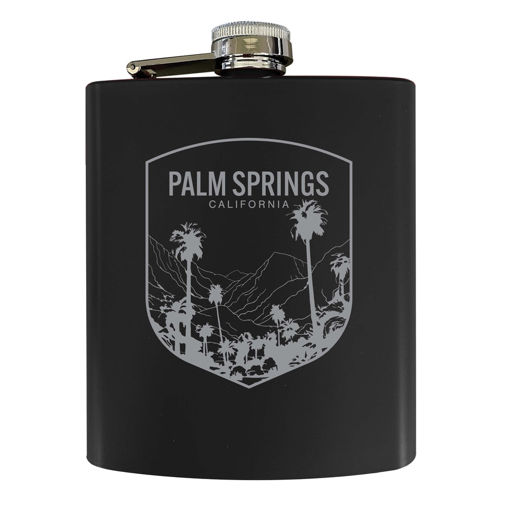 Palm Springs Califronia Souvenir 7 oz Engraved Steel Flask Matte Finish Image 2