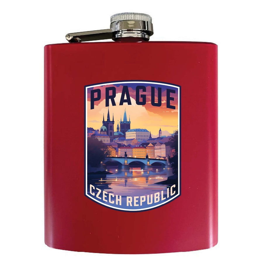 Prague Czech Republic Design B Souvenir 7 oz Steel Flask Matte Finish Image 1