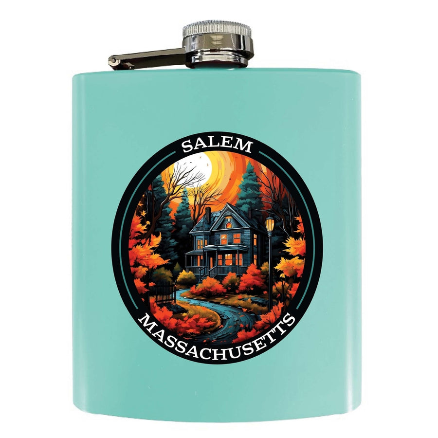 Salem Massachussettes Design B Souvenir 7 oz Steel Flask Matte Finish Image 1