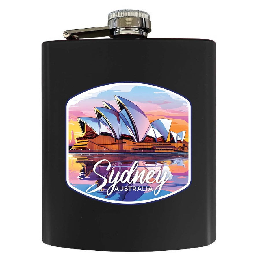 Sydney Australia Design A Souvenir 7 oz Steel Flask Matte Finish Image 1