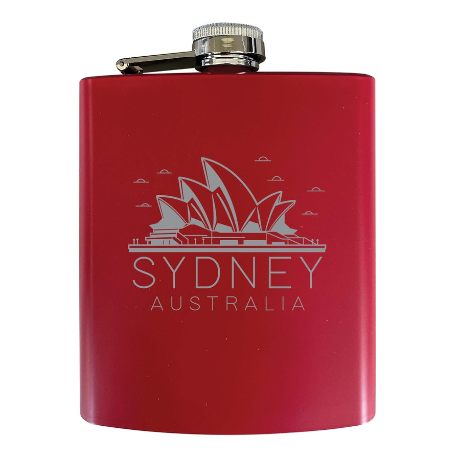 Sydney Australia Souvenir 7 oz Engraved Steel Flask Matte Finish Image 1