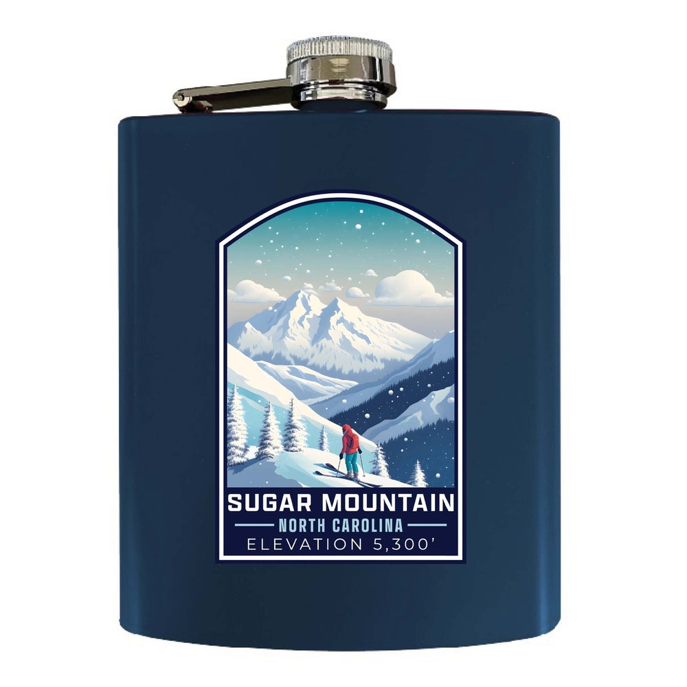 Sugar Mountain North Carolina Design B Souvenir 7 oz Steel Flask Matte Finish Image 2