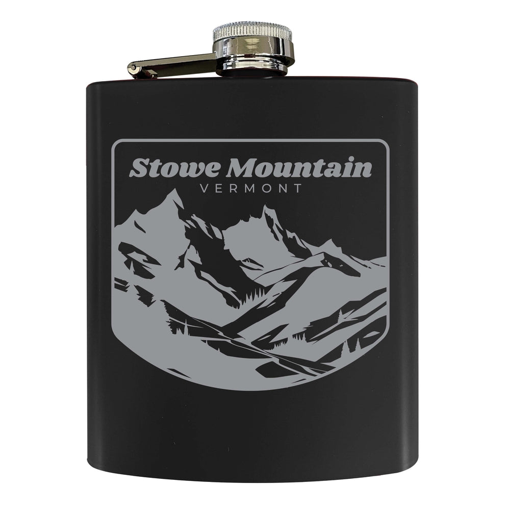 Stowe Mountain Vermont Souvenir 7 oz Engraved Steel Flask Matte Finish Image 2