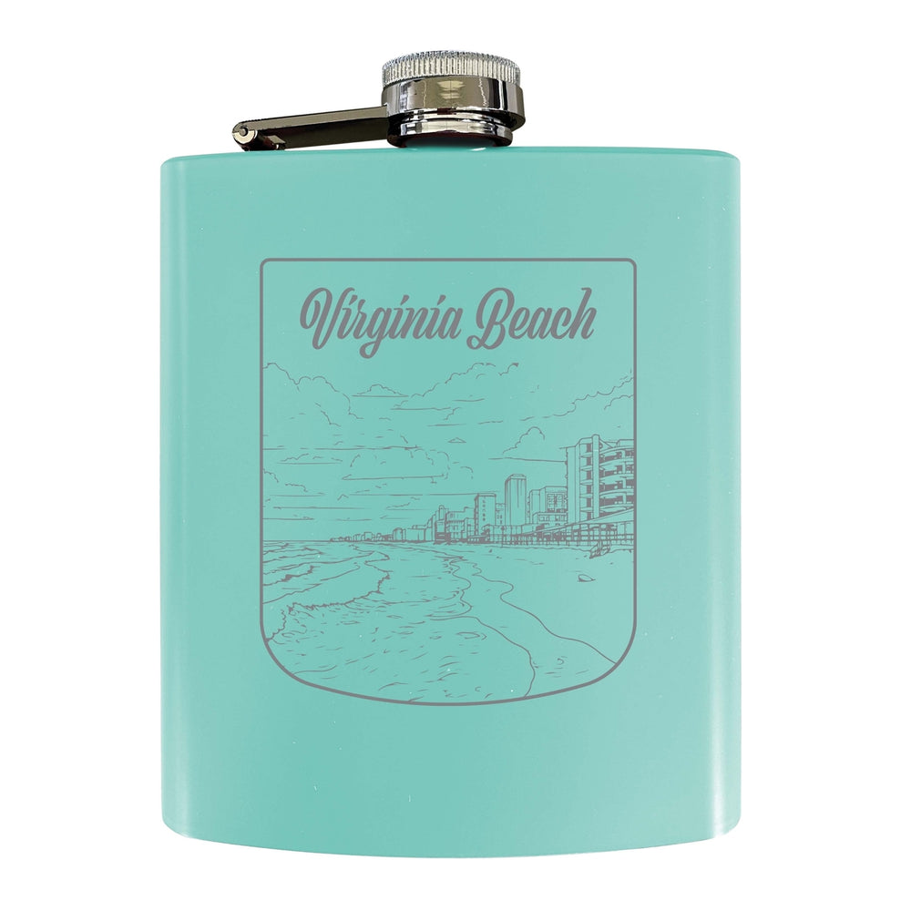 Virginia Beach Virginia Souvenir 7 oz Engraved Steel Flask Matte Finish Image 2