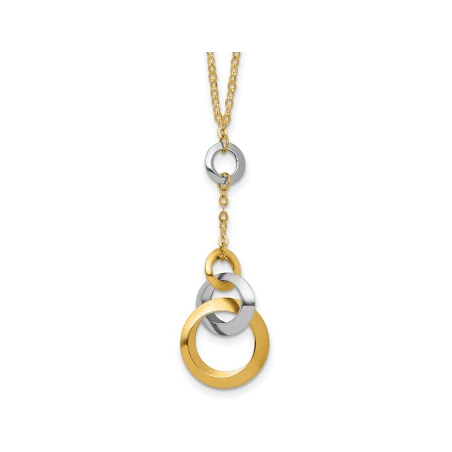 14K Yellow and White Gold Multi Circle Pendant Necklace with Chain (17.75 Inches) Image 1