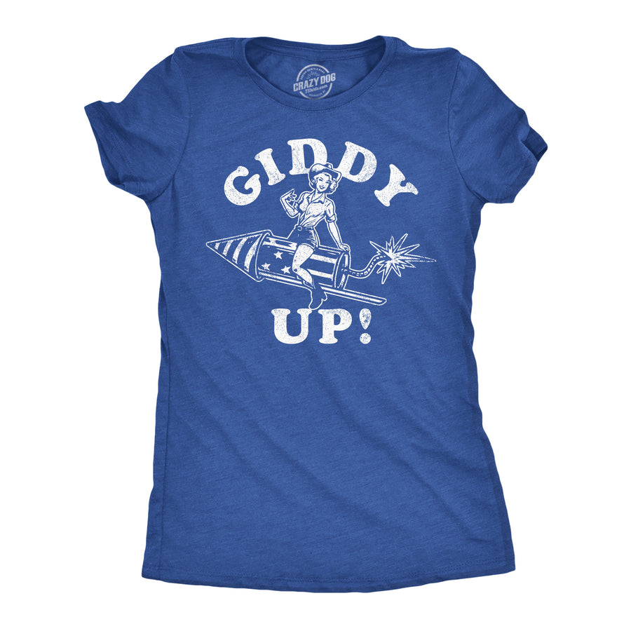 Womens Giddy Up Funny T Shirt Sarcastic Fourth Of July Graphic Tee For Ladies Image 1
