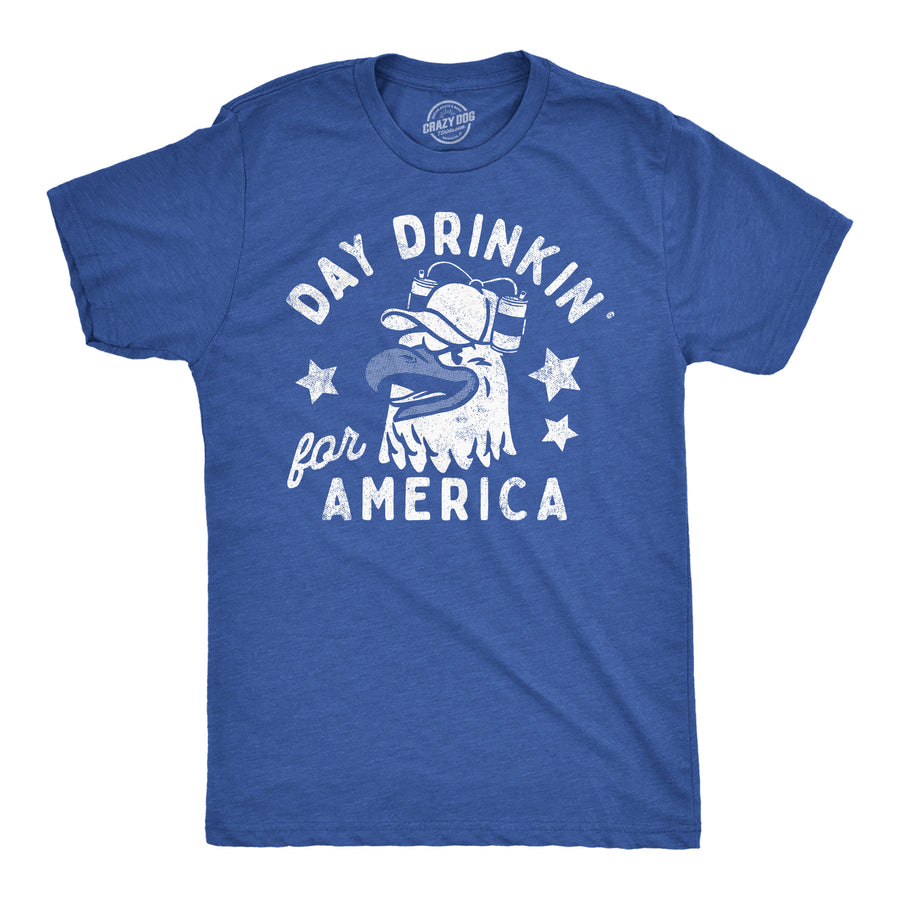 Mens Funny T Shirts Day Drinkin For America Sarcastic Fourth Of July Tee For Men Image 1