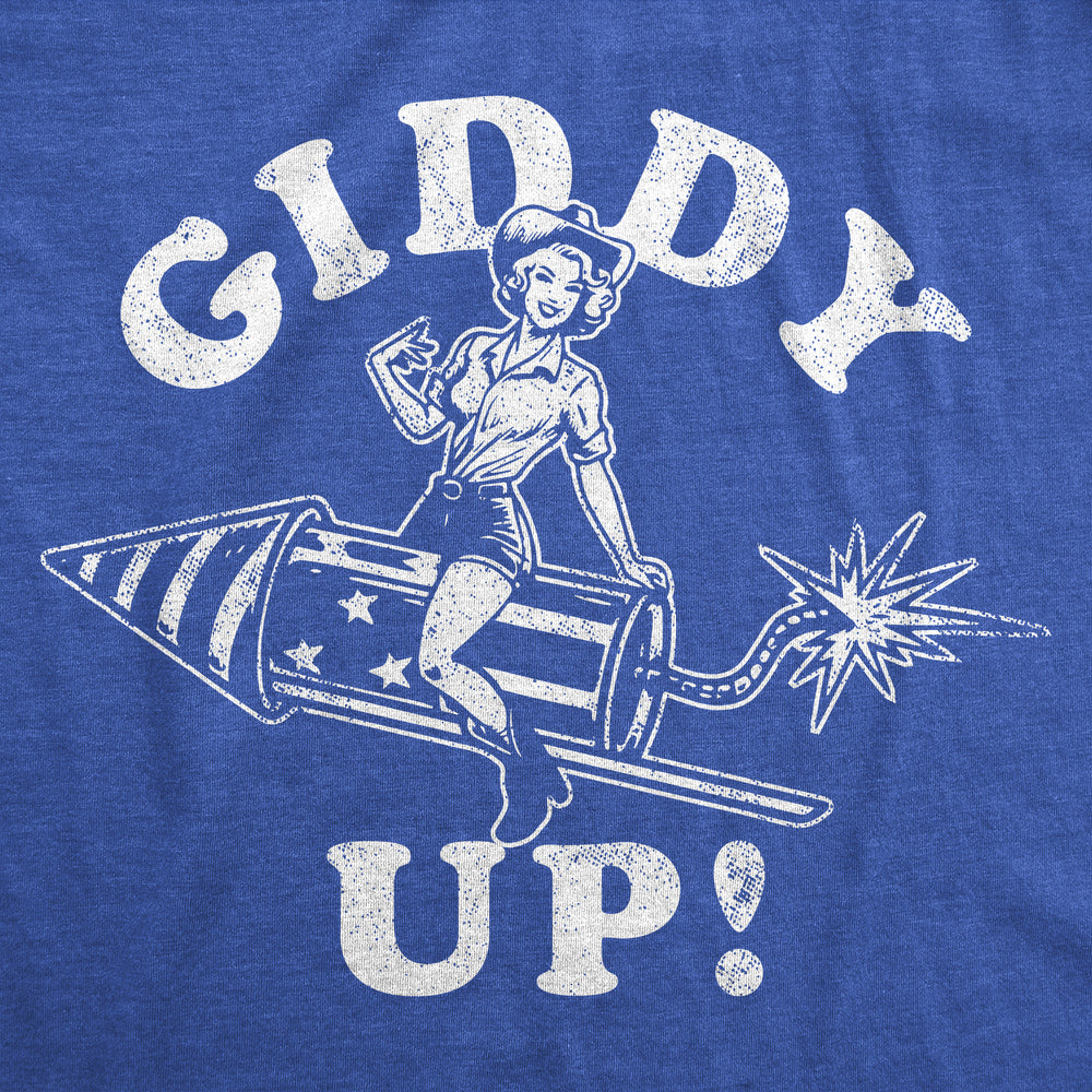 Womens Giddy Up Funny T Shirt Sarcastic Fourth Of July Graphic Tee For Ladies Image 2