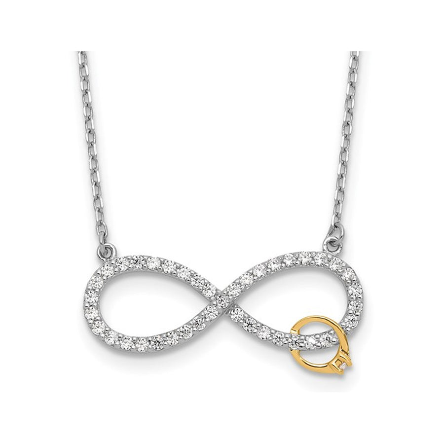 Sterling Silver Infinity Charm Pendant Necklace with Synthetic Cubic Zirconia (CZ) and chain Image 1