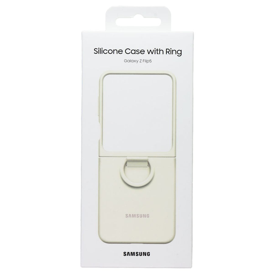 SAMSUNG Official Silicone Cover Case with Ring for Galaxy Z Flip5 - Cream Image 1